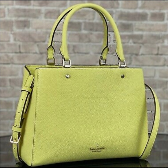 Kate Spade New York medium triple compartment satchel Leila frosty lime NWT - Picture 3 of 7
